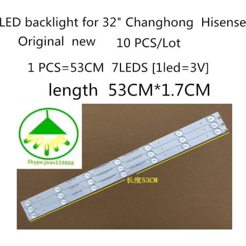 10 Pieces/Lot , 7 lights, 32 inches, 53 cm, general LCD TV, backlight lens, LED light strip, for 32" TV Changhong Hisense TCL