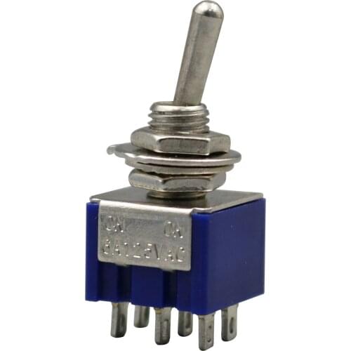 10Pcs Blue MTS-202 6-Pin 6MM Mini DPDT ON--ON 6A 125VAC Toggle Switches