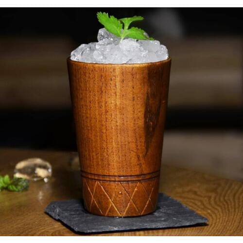 150ML 200ML 250ML Wooden cocktail glass beer mug novelty wood cup colin fruit juice cocktail glasses