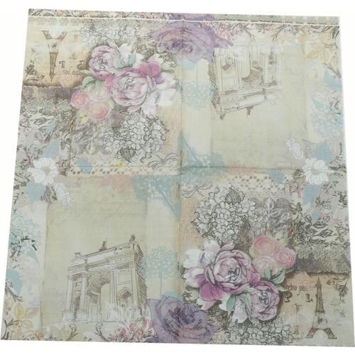 20pcs Tower Flower Pattern Napkins Party Tissue For Birthday/Wedding Party Decor 33x33cm