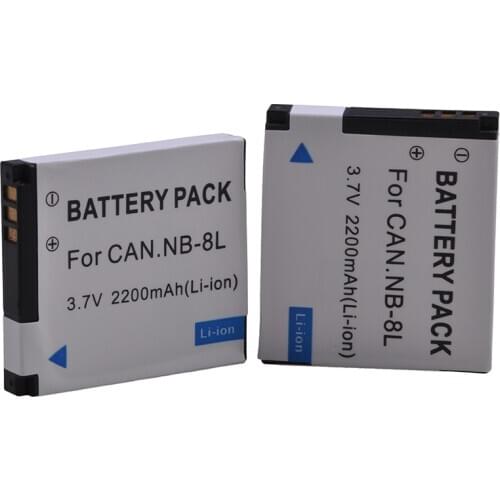 2Pcs 2200mAh NB-8L NB8L 8L Li-ion Battery for Canon PowerShot A3300 A3200 A3100 A3000 A2200 A1200 IS Camera Battery