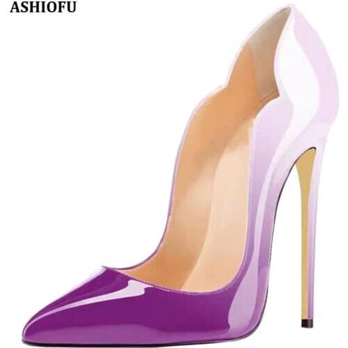 ASHIOFU Handmade Women Super-heel Pumps Arch Party Prom Dress Shoes Slip-on Club Office Evening Fashion Court Shoes 5 Colors