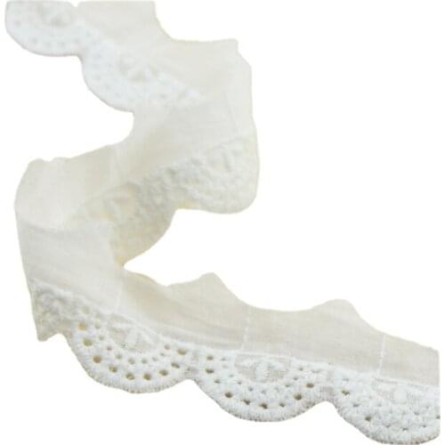 White Simple Fashion Pure Cotton Embroidery Lace Fabric By The Yard For Clothing Decoration Accessories Material