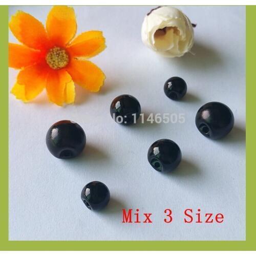 Black side hole pearl Buttons 150pcs mix 8mm/10mm/12mm mother imitation pearl button Sewing/Craft Accessories