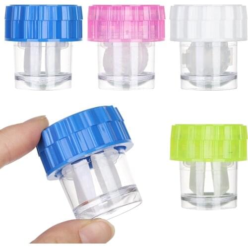 1PC Fashion Mini Candy Color Contact Lens Case Manual Rotatable Glasses Lenses Box Soaking Box Glasses Clean Holder Container