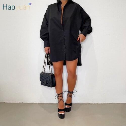 Модные платья-рубашки HAOYUAN China At AliExpress