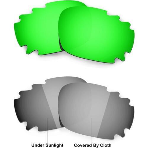 HKUCO For Jawbone-Vented Sunglasses Replacement Polarized Lenses 2 Pairs - Green & Transition Photochromic