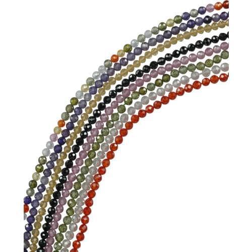 ICNWAY Gemstone Zircon Making Jewelry 2mm 3mm Natural White Pink Round Faceted Loose Beads DIY Bracelet Necklace Earring 15inch