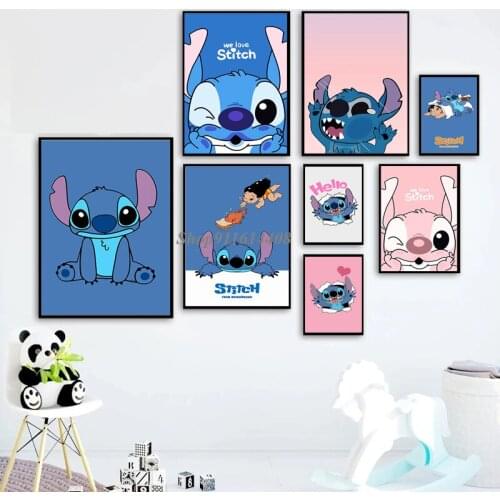 Canvas Painting Disney Classic Anime Interstellar Baby Lilo&Stitch Poster Prints Wall Art Picture for Kid Living Room Home Decor