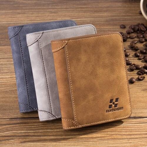 Mens Wallet Short Frosted Leather Money Clip Retro Tri-fold Vertical Wallet With Multi-card Slots Wallet Man