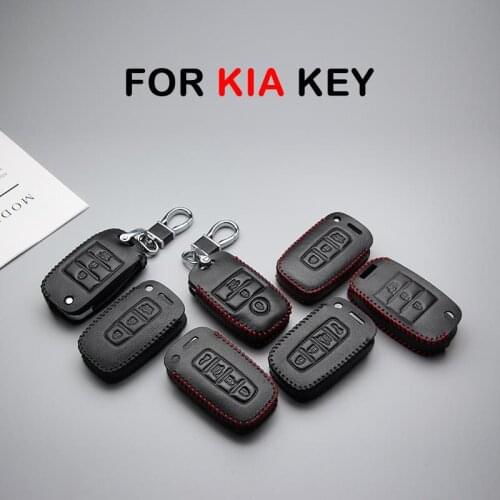 Leather Car Key Case Cover Key Ring For Kia Rio K2 Ceed Sportage Soul Sorento Cerato Anti-wear Protective Key Shell Car Styling