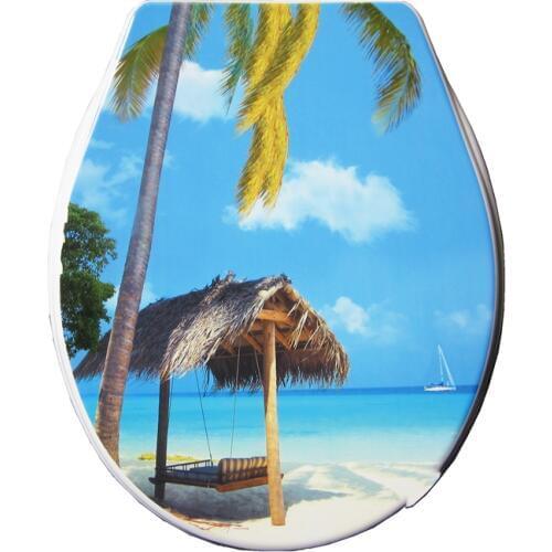 Toilet lid seaside pattern PP toilet seat 2020 high quality toilet seat cover set fashion 17" toilet seat