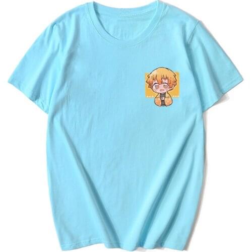 Summer Cartoon Anime Demon Slayer Agatsuma Zenitsu T Shirt Custom logo T-Shirt Women Men Harajuku Short Sleeve Tops Dropshipping