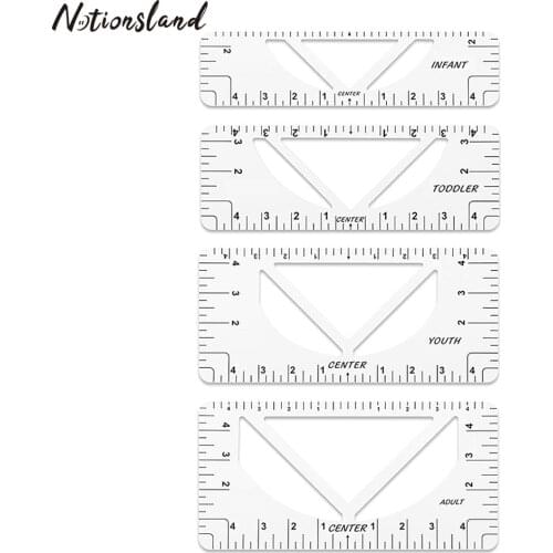 4pcs T-Shirt Alignment Ruler for Guiding Shirt Ruler Guide Tool with Size Center for Adult Youth Toddler Infant Sewing Supplies