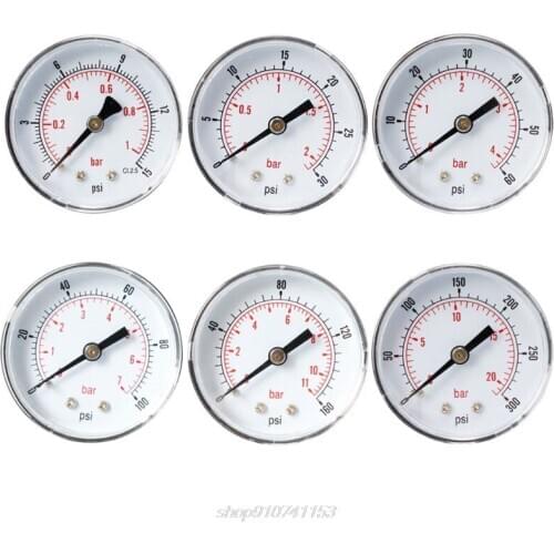 Pressure Gauge 52mm Dial 1/8\" BSPT Horizontal 0/15,30,60.100,160,300 PSI & Bar D03 20 Dropshipping