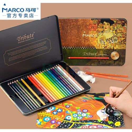 Marco Master Series 24 48-color Lightfast Colored Pencils,Professional Gouache Painting Set,Art Supplies for Watercolor Drawing