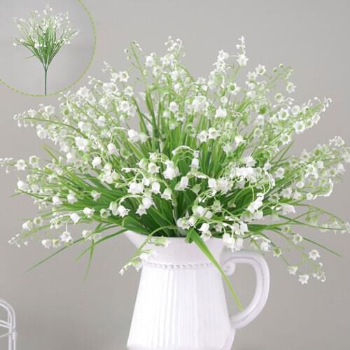 Fashion Fake Plants Beautiful Simulation Fake Flower 5 Branch Garden Classic Wedding Useful Lily of the Valley Artificial Flower