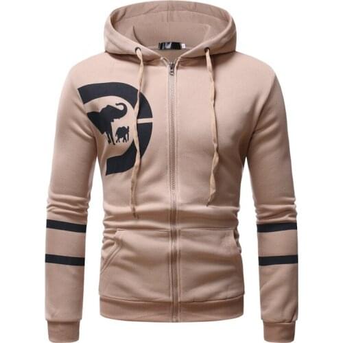 Mens Zip Up Hoodies Casual Cotton Sweatshirts Boy Chest Printed Sportive Outwear Male Jacket New AW21