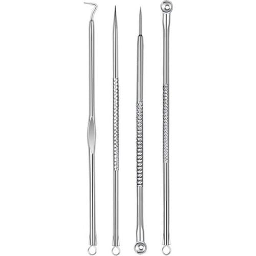 New 4 Pcs/Set Stainless Steel Acne Blackhead Remover Needles Pimple Spot Comedone Extractor Cleanser Face Clean Tools BH1474
