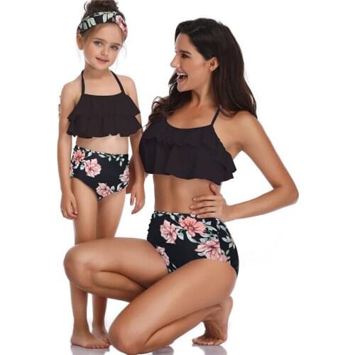 2021 New Mother Daughter Swimwear Bikini Family Matching Swimsuit Family Look Mom And Daughter Bathing Suit Mom And Me Clothes