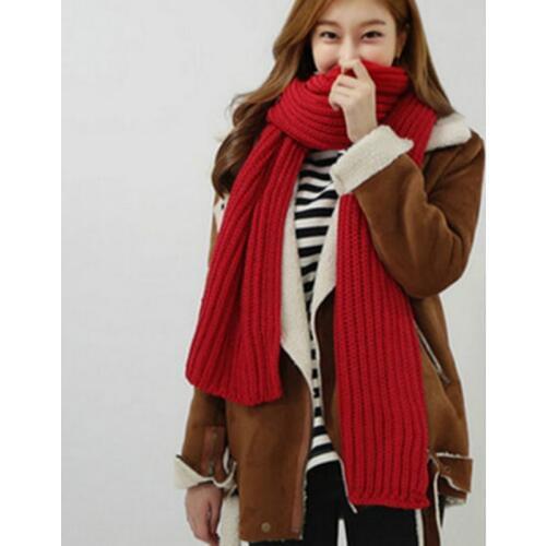 New women men scarf Korean wool female student long thick warm knitting winter red blue black gray white scarf