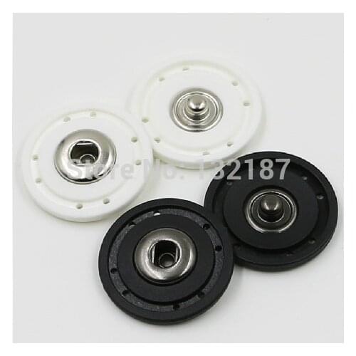Wholesale 80sets/lot Nylon plastic sew on press button 8 holes snap button fasteners Black/White free shipping SF-028