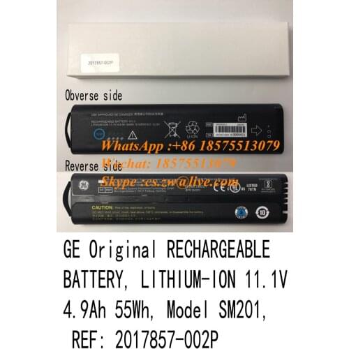 GE Original RECHARGEABLE BATTERY LITHIUM-ION 11.1V 4.9Ah 55Wh Model SM201 REF: 2017857-002P