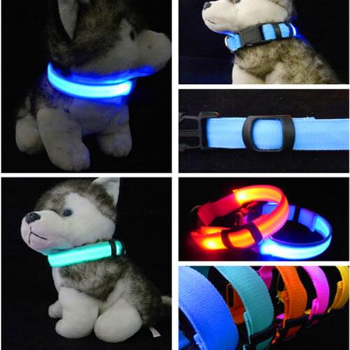Nylon pet dog collar LED light night safety pet supplies kitten dog collar led collar luminous pet accessories