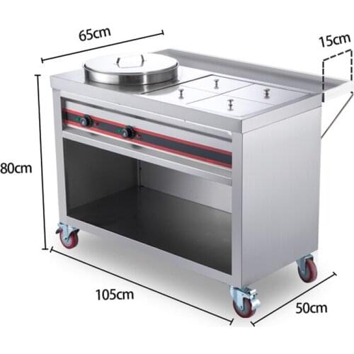 Stainless steel mobile snack commercial electric snack trolley High-power outdoor mobile dining car Multi-function