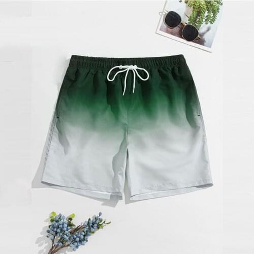 New Gradient Swimming Trunks Mens Quick Drying Boxer Short Breathable Surfing Swimmingwear Fashion Leisure Beachpants 10 colors