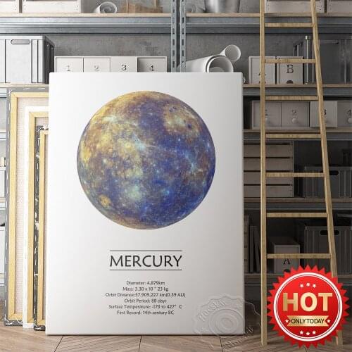 Modern Mercury Prints Poster, Expedition Wall Art, Universe Planet Print Art, Mercury Space Poster, Home Decor Kids Room, Gift