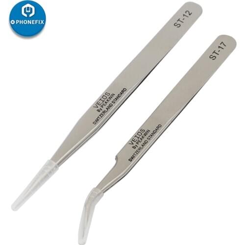 Industrial Anti-static Tweezers Stainless Steel Watch Repair Tools for Mobile Phone Motherboard Repair Electronic Tools Kit