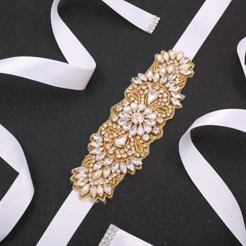SESTHFAR Bridal Belts Rhinestone Pearl Belts Diamond Sash for Dresses Sequin Bridal Belt Formal Dress Sash Belt