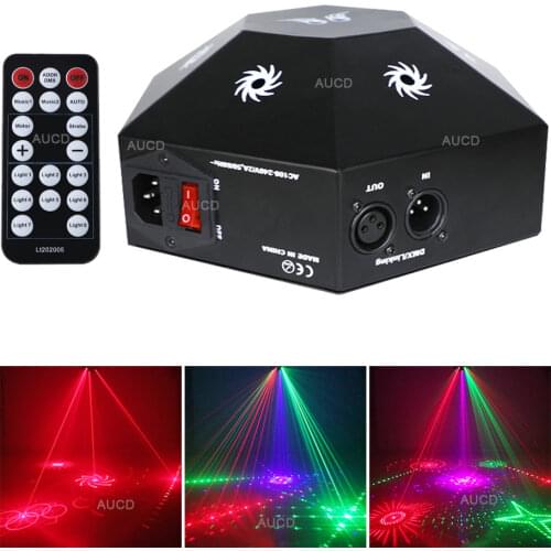 RGB 8 Eyes Wheels Laser Music Light KTV/Bengdi/Family/Parties Stage Projector Lights Flash Lighting Christmas Bar Jumping Dishes