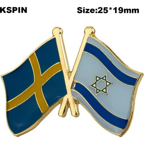Sweden & Israel Friendship Flag Badge Brooch Natinal Lapel Pins Flag Lapel Pins Country Flag Badge XY0577