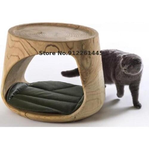 Nordic Wooden Pile Stool Wooden Pier Tea Table Solid Wood Round Stool Master Carving Personality Sofa Side Log Creative Side Tab