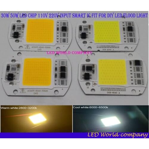 DIY LED COB Bulb Chip 30W 50W LED Chip 110V 220V Input Smart IC Fit For DIY LED Flood Light Cold White Warm White Street Lamp