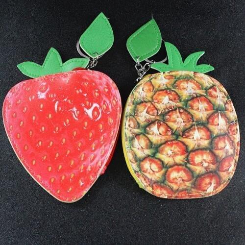 M319 Image Design Women Purses Cartoon Fruit Family Apples Watermelons Strawberries Bananas Coin Bag key Ring Mini Cloth Bag
