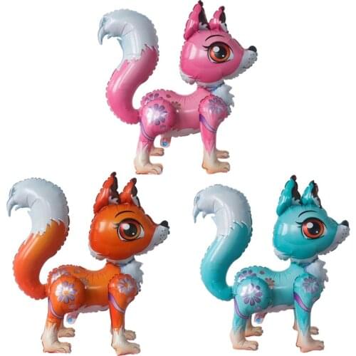 1pc 3D Assembly Stereoscopic Fox Foil Balloons Cartoon Animal Air Globos Happy Birthday Party Decoration Kids Inflatable Toys