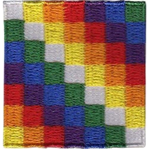 Wiphala Bolivia Embroidery Patches Garment Tags and Labels Twill with Heat Cut Broder and Iron On Backing Custom and MOQ 50pcs