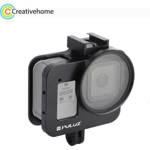 PULUZ Housing Shell CNC Aluminum Alloy Protective Cage with 52mm UV Lens for GoPro HERO8 Black