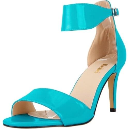 LOSLANDIFEN Sandal Women Pumps High Heels Shoes Multi Colour Patent Hot Summer Party 107-2PA