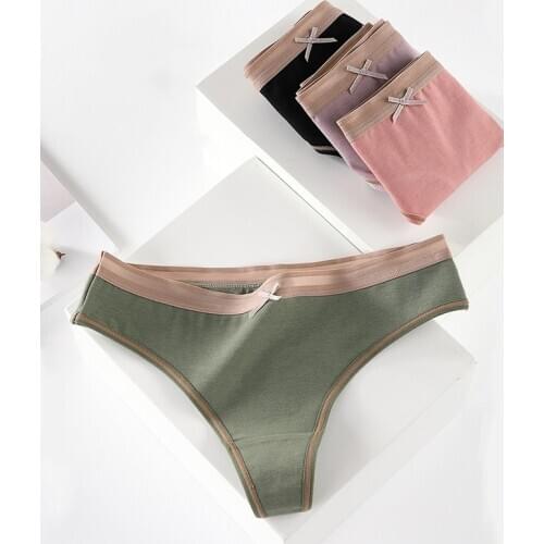 Cotton Woman Thongs Sexy Sports Panties Mulberry Silk Antibacterial G-string Female Underwear Lingerie Dropshipping 3 Pcs/set