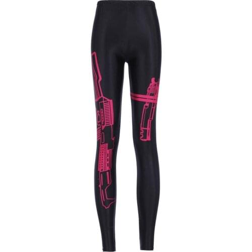 3D printed fitness push up workout leggings women gothic Dark red gun plus size adventure time punk rock pants