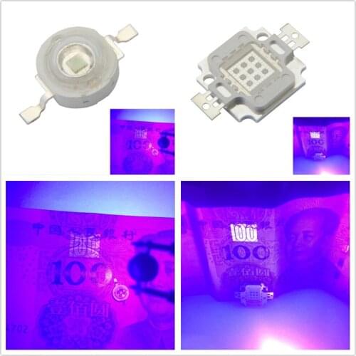 1-100Pcs 100% Original Real UV Purple LED Integrated Chip 395nm-400nm 3.2-3.8V 10-12V 3W / 10W High Power COB Ultraviolet Lights