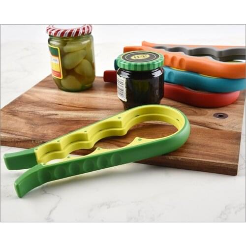 1Pcs Random Color Creative Multifunctional Four-in-one Silicone Bottle Opener Household Safety Can Opener Non-slip Screw Capper