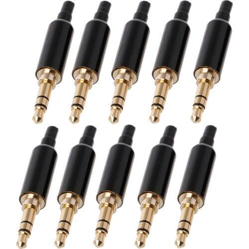 10pcs 3.5 mm Plug Audio Jack 3 Pole Gold Plated Earphone Adapter Socket for DIY Stereo Headset Earphone Headphone for Repair