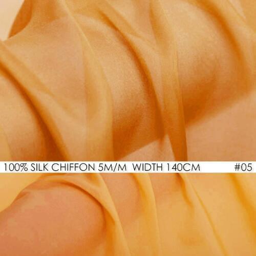 WHITE SILK CHIFFON FABRIC 6momme Width 55"-140cm 100% Natural Silk Chiffon Fabric For Wedding Dress Silk Gauz Orange NO 05