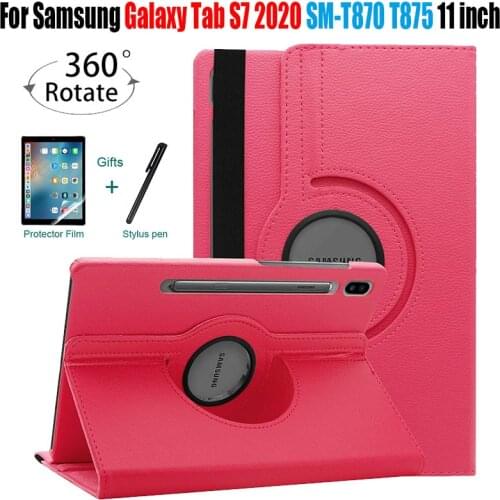 2020 360 Degree Rotating Stand Smart PU Leather Cover for Samsung Galaxy Tab S7 SM-T870 T875 T876 11" Tablet Funda Case+Film+Pen