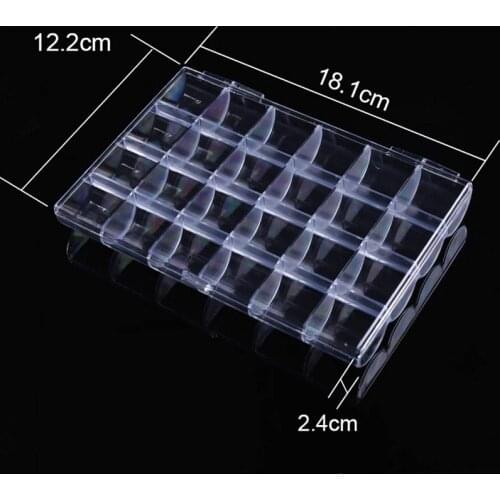 24 Grid Plastic Transparent Box Rhinestones Case Nail Art Pill Rhinestones Box Storage Container